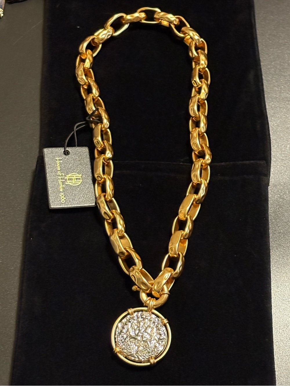 House of Harlow 1960 Byzantine Revival Coin Pendant Necklace NWT